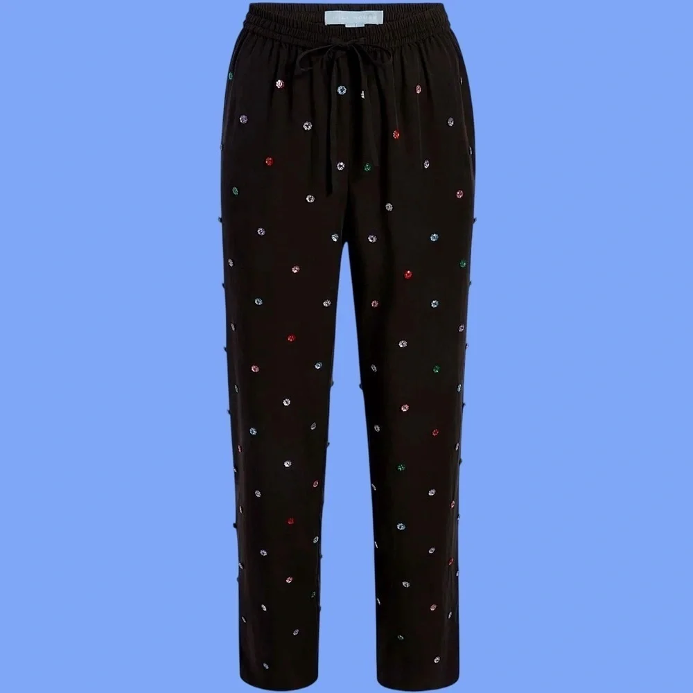 NWT Hill House ‘The Jewel Jammie Pant’ in “Black with Multicolored Crystals” XS